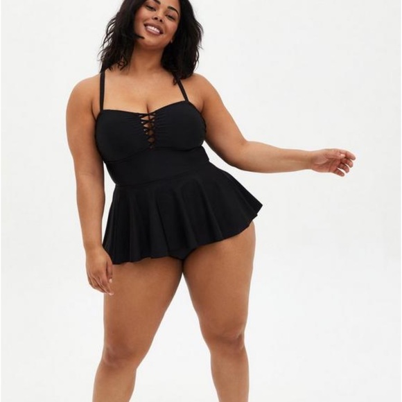 Torrid Wireless Peplum One Piece Swimsuit